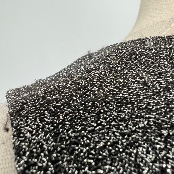 Michael Kors Womens Black Silver Metallic Cold Shoulder Top Long Sleeves size S - Picture 8 of 13